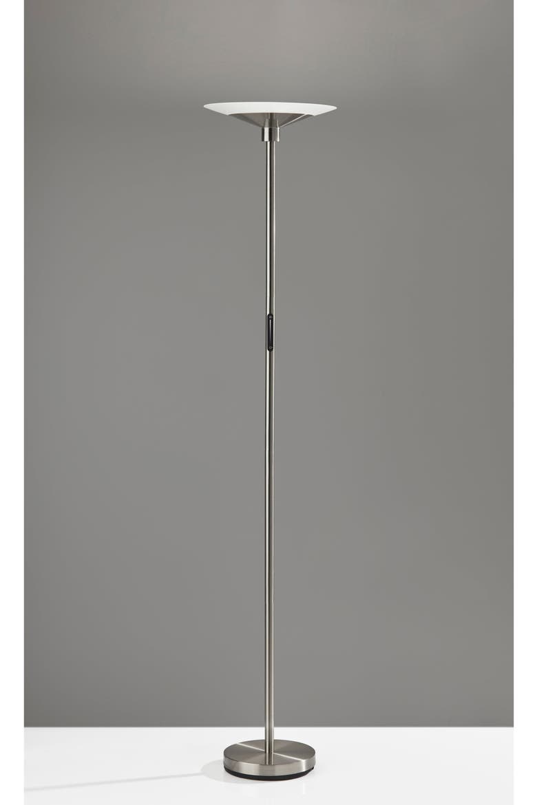 Solar LED Torchiere Floor Lamp, Alternate, color, BRUSHED STEEL