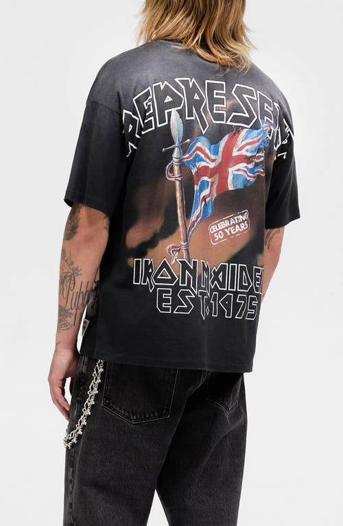 Represent X Iron Maiden Steed - Cotton Crew-neck T-shirt In Black
