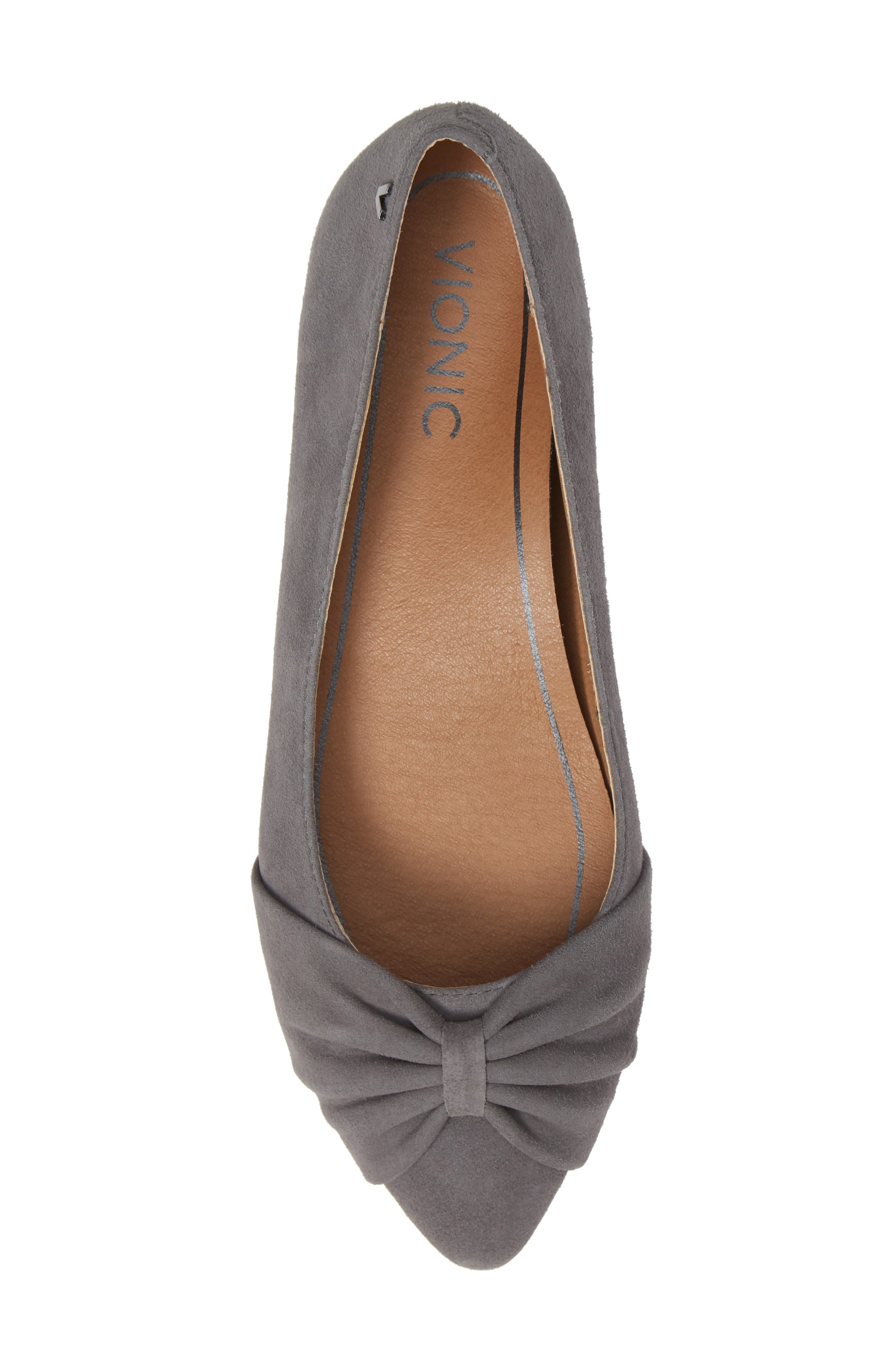 Vionic Gramercy Pointy Toe Flat, Alternate, color, CHARCOAL SUEDE