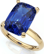 Bliss Diamond Certified 3.86Ct Blue Sapphire Elongated Cushion Engagement Ring Gold Lab Grown