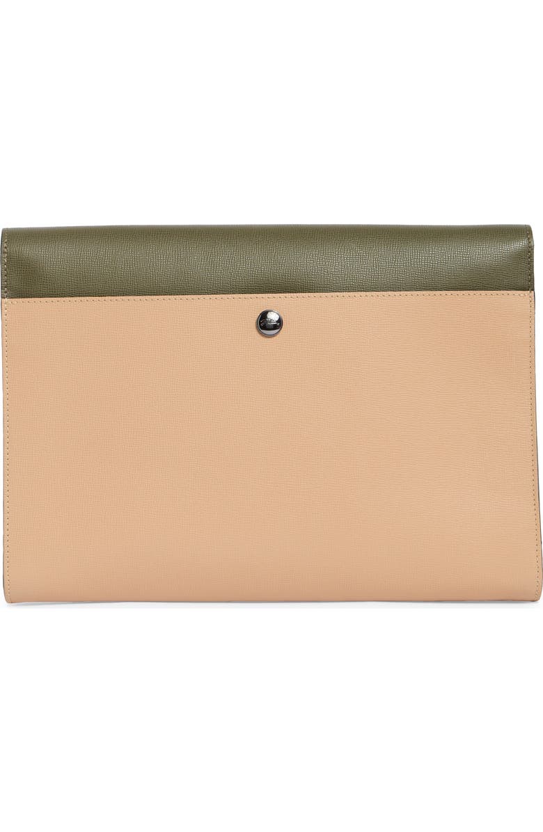 Longchamp Le Pliage Colorblock Leather Clutch, Alternate, color, Sand/Khaki/Ecru