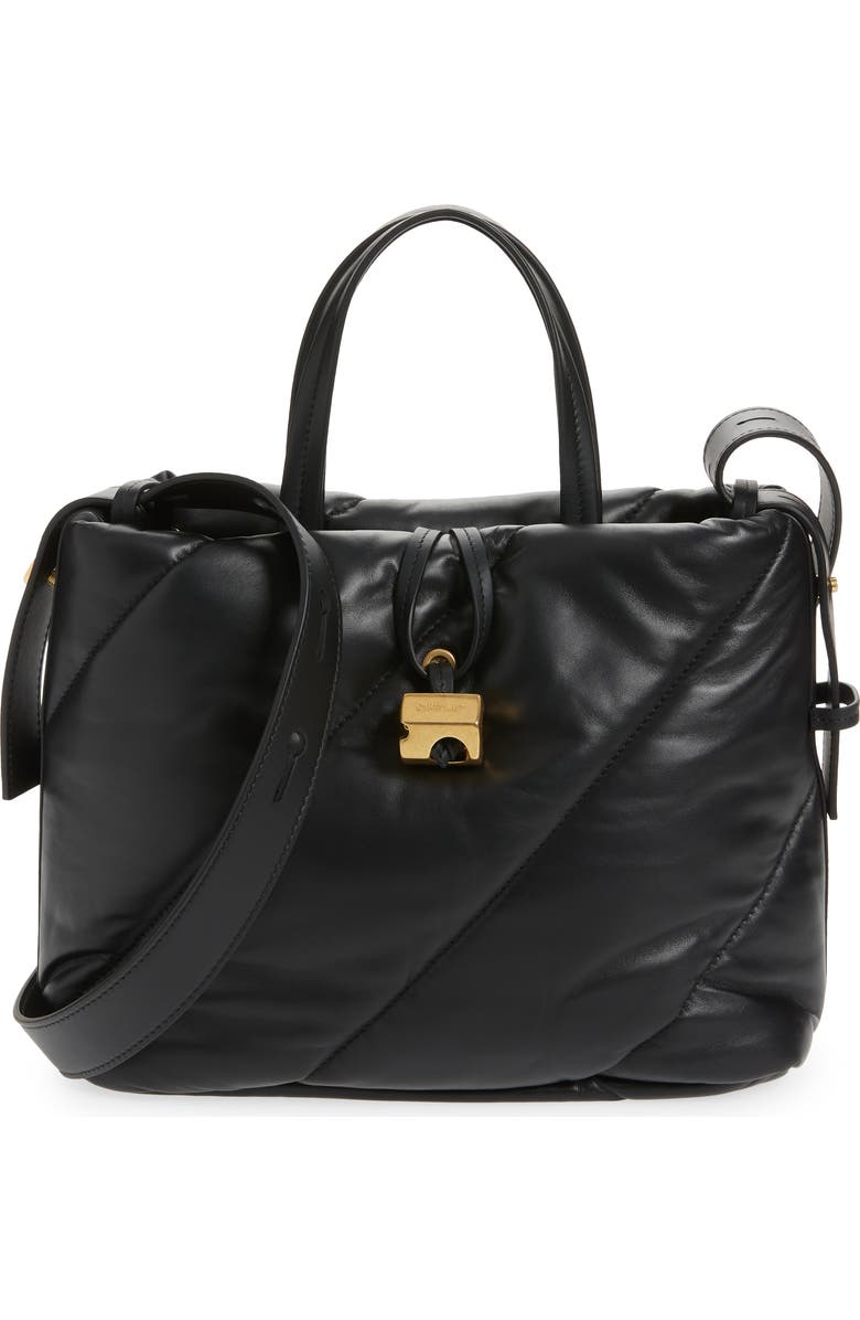 Off-White Nailed Quilted Leather Tote, Main, color, Black