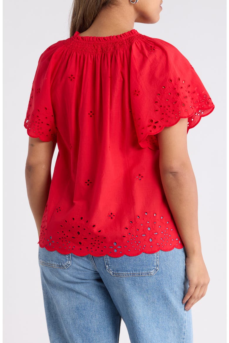 Cotton Eyelet Top, Alternate, color, RED RADISH