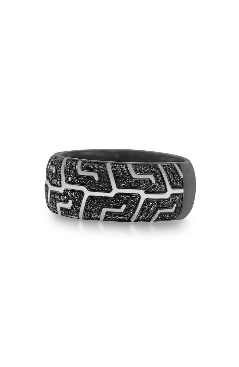 LuvMyJewelry Pro Rider Tire Tread Sterling Silver & Black Diamond Ring, Alternate, color, Dark Grey