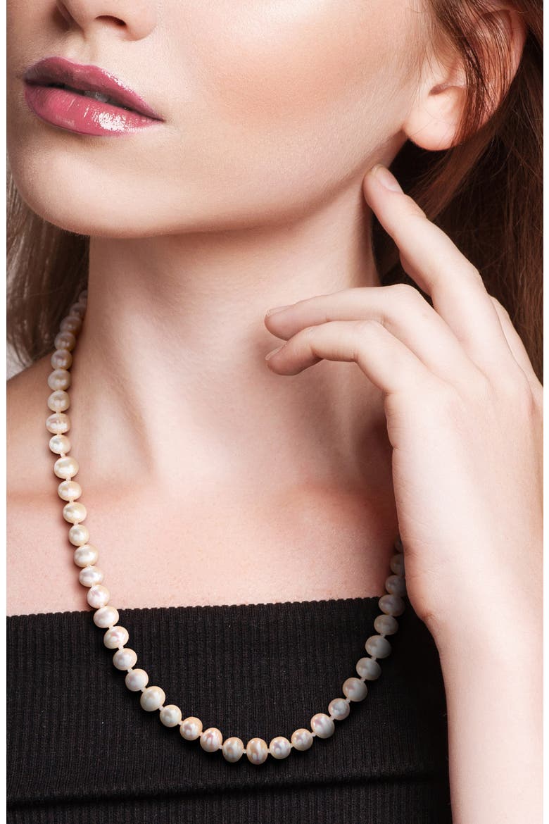 6-7mm Cultured Freshwater Pearl Necklace, Alternate, color, WHITE