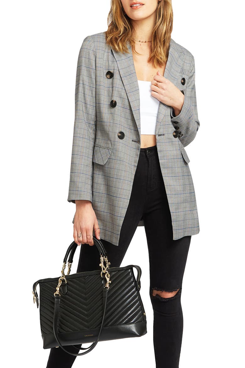 Too Cool For Work Plaid Blazer, Alternate, color, CHARCOAL