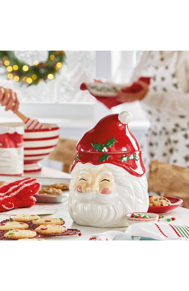 tag Vintage Santa Cookie Jar Decorative Christmas Kitchen Canister, Alternate, color, Red