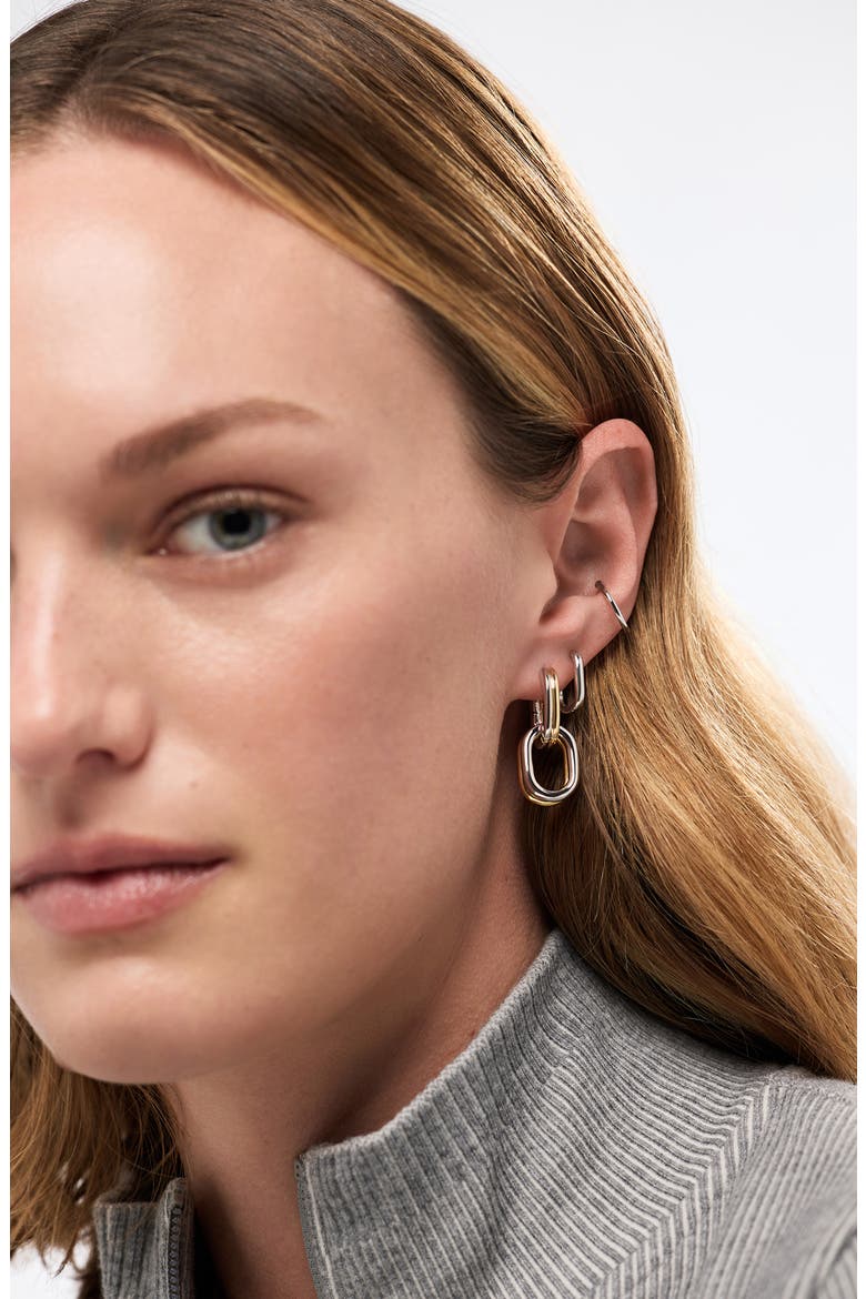 Ash Two-Tone Double Hoop Earrings, Alternate, color, GOLD / SILVER
