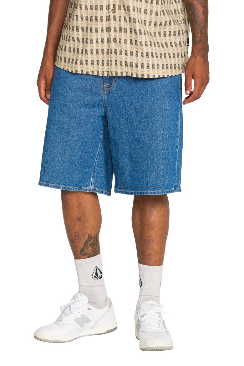 Billow Loose Fit Denim Shorts, Main, color, BOLD BLUE