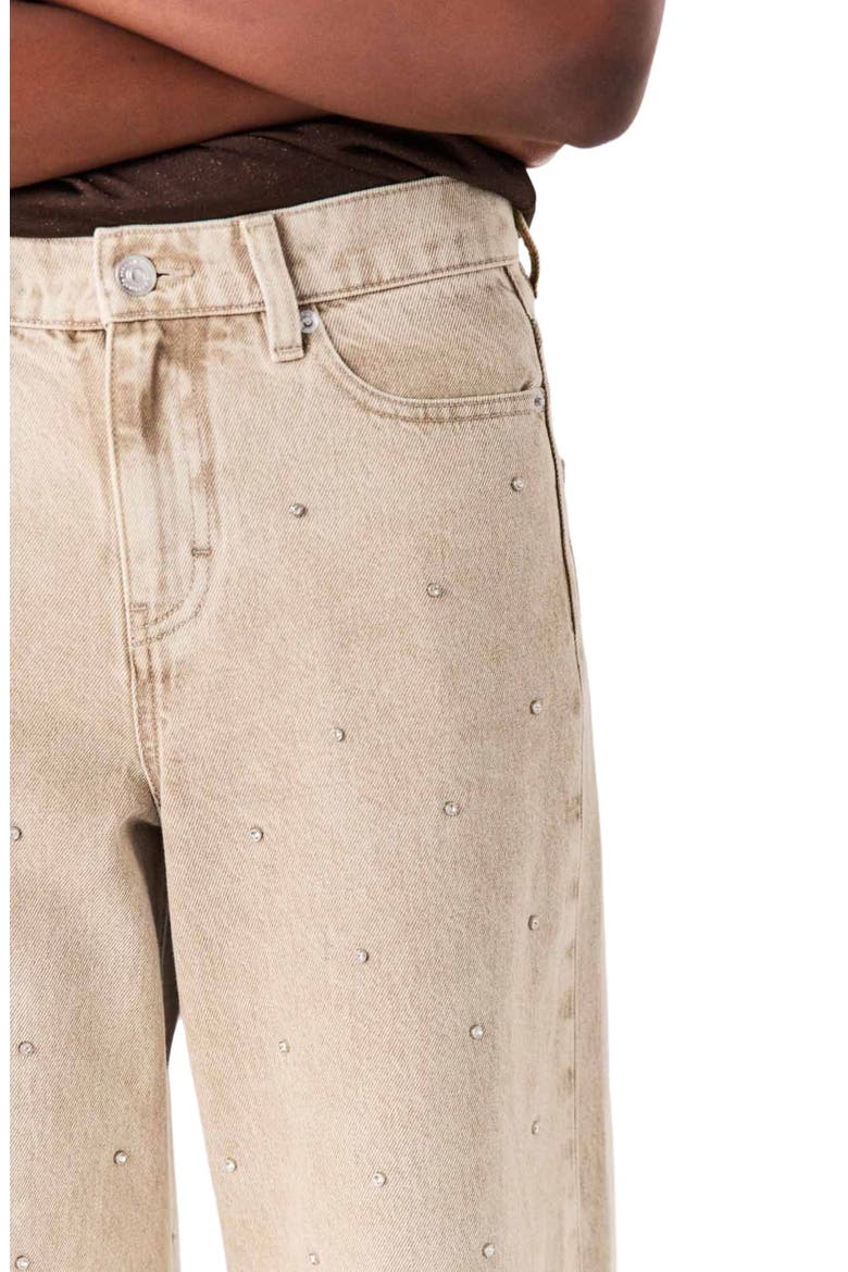 Wide-leg rhinestone jeans, Alternate, color, Beige