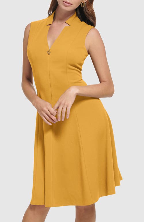 Calvin Klein Zip Front A-line Dress In Yellow