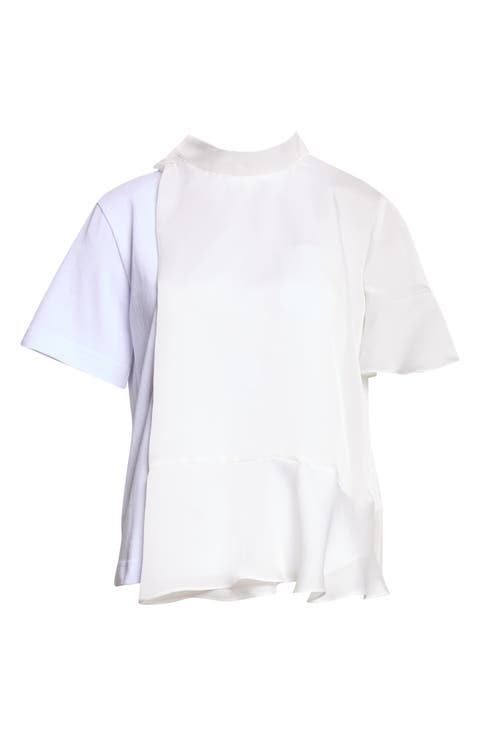 Satin & Cotton Mixed Media T-Shirt
