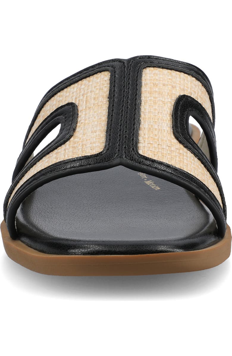 Journee Collection Primah Slide Sandal, Alternate, color, Black/Natural Raffia