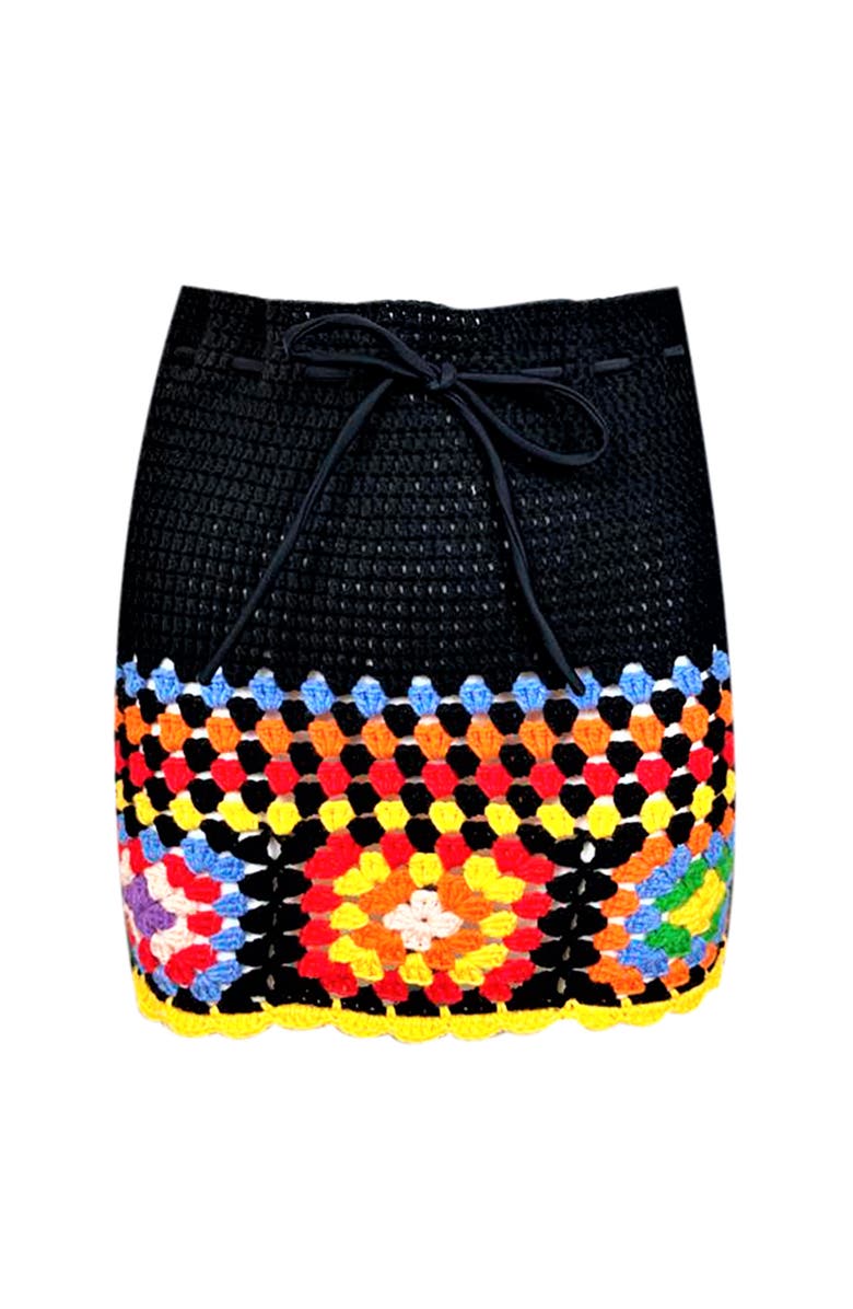 NESSI BYRD Kids' Floral Pattern Hand-Crochet Skirt-Cover Up, Main, color, Black