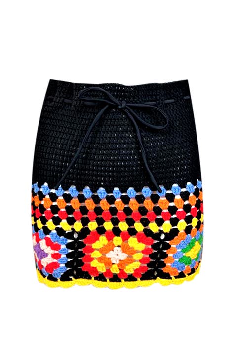 Kids' Floral Pattern Hand-Crochet Skirt-Cover Up