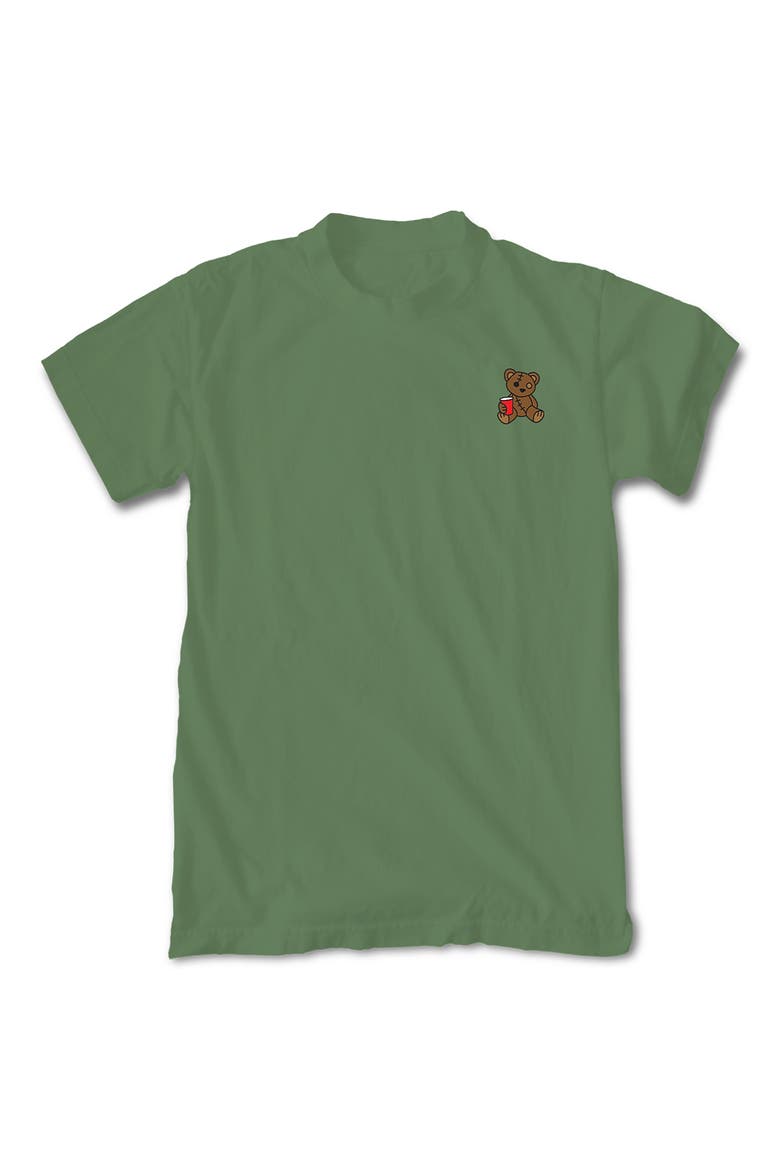 Stitched Teddy Cotton Crew T-Shirt, Main, color, GREEN