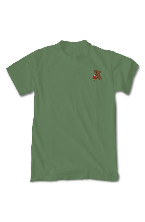 Stitched Teddy Cotton Crew T-Shirt