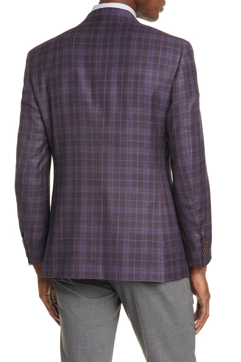 Siena Soft Classic Fit Plaid Wool Sport Coat, Alternate, color, BURGUNDY