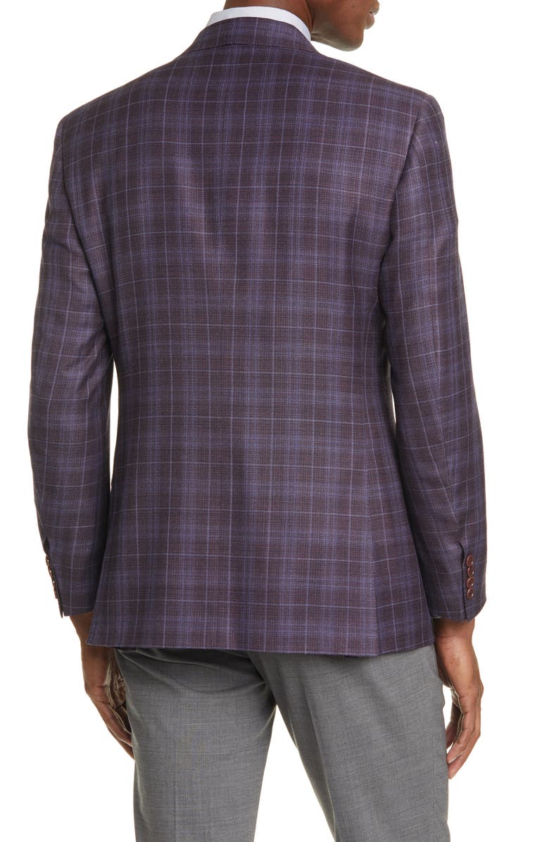 Canali Siena Soft Classic Fit Plaid Wool Sport Coat, Alternate, color,