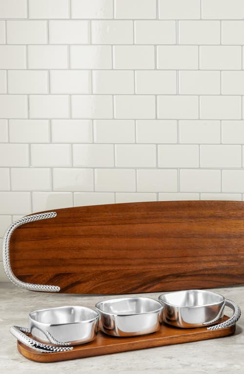 Nambe Nambé Wood Cheeseboard Tray With Handles In Brown