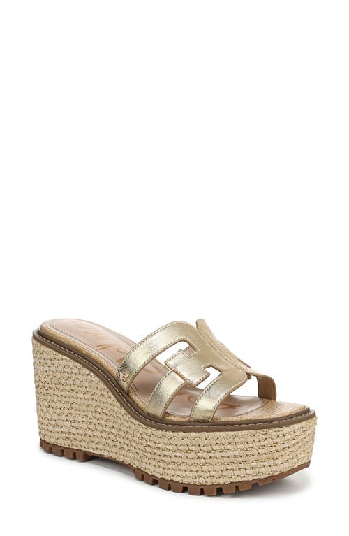 Shop Sam Edelman Laine Platform Wedge Sandal In Amber Gold
