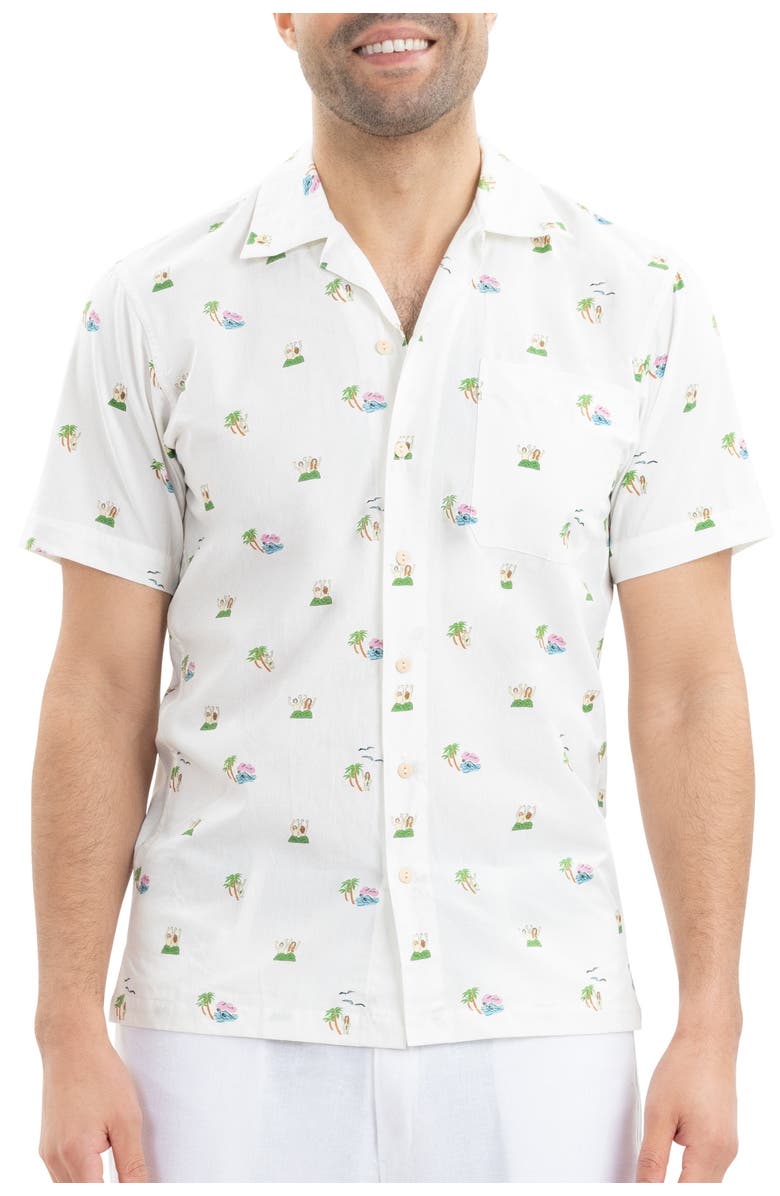 Kenny Flowers The Private Island - Camp Collar Short Sleeve Shirt, Main, color, White