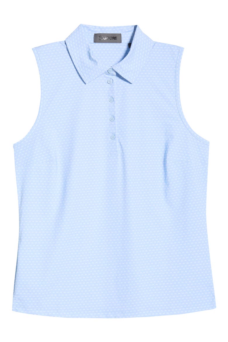 Geo 2 Silky Tech Performance Sleeveless Polo, Alternate, color, SKY / SNOW