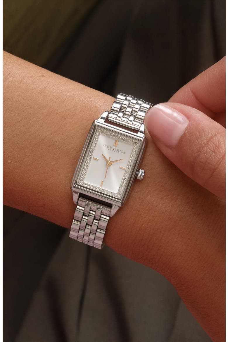 Classics Rectangular Bracelet Watch, 20mm, Alternate, color, WHITE