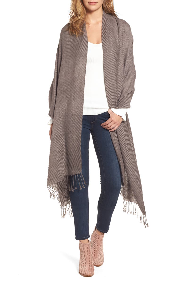 Nordstrom Fringe Textured Wrap, Main, color,