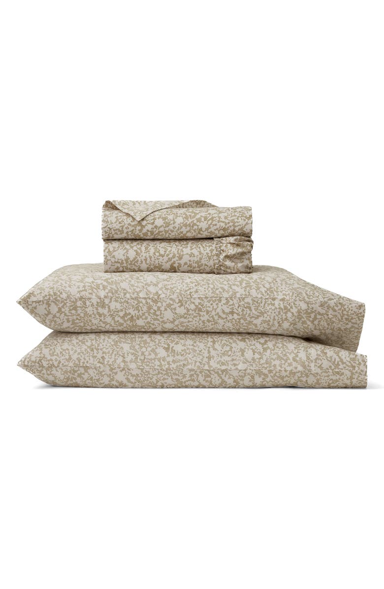 Boll & Branch Signature Garden Print Hemmed Organic Cotton Sheet Set, Main, color, Oak