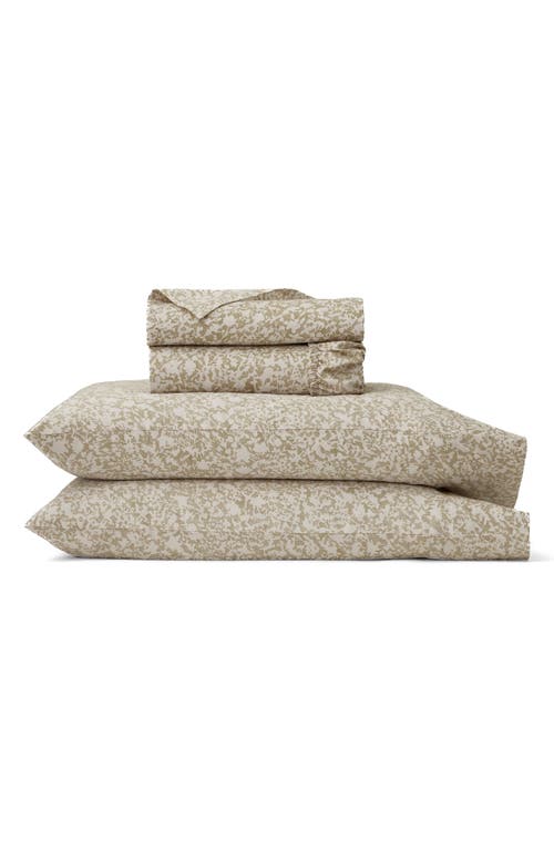 Boll & Branch Signature Garden Print Hemmed Organic Cotton Sheet Set In Brown