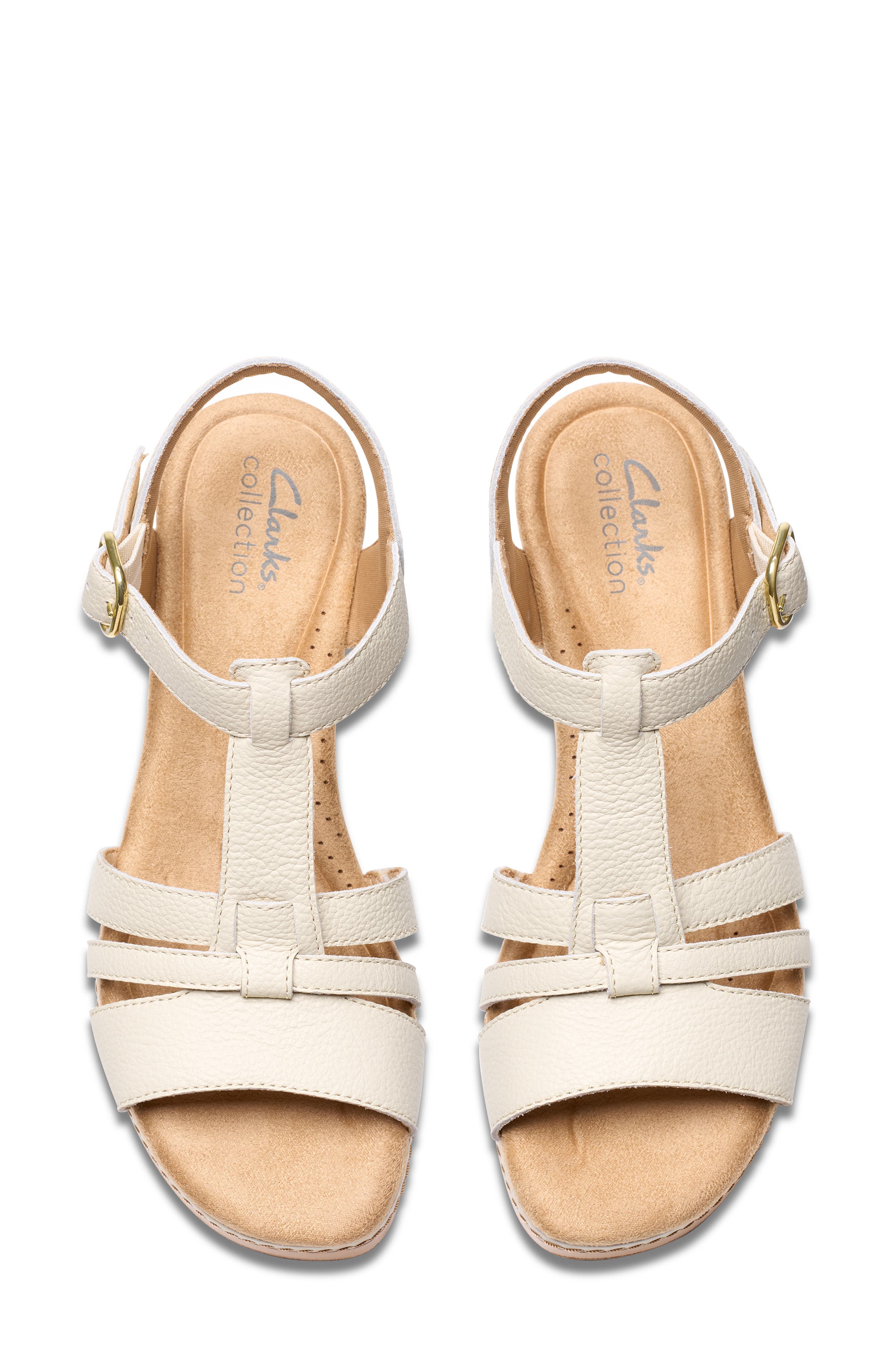 Clarks<sup>®</sup> Seannah Madi Wedge Sandal - Wide Width Available, Alternate, color, Cream Leather