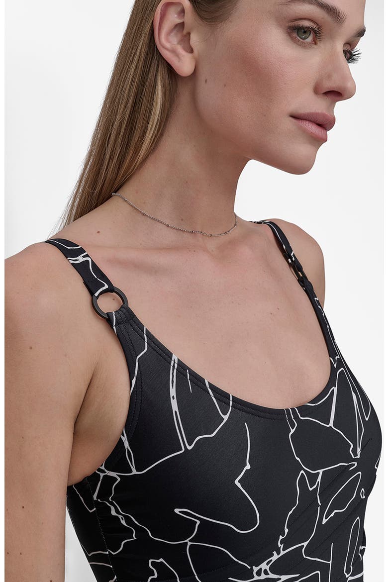 Starburst One-Piece Swimsuit, Alternate, color, BLACK/ WHITE OUTLINE