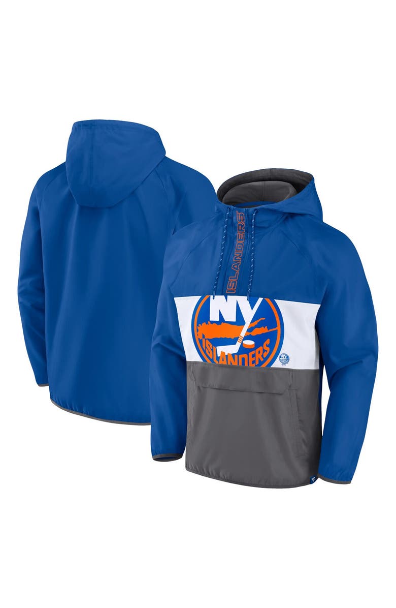 FANATICS Men's Fanatics Branded Royal New York Islanders Flagrant Foul Anorak Raglan Half-Zip Hoodie Jacket, Alternate, color, 