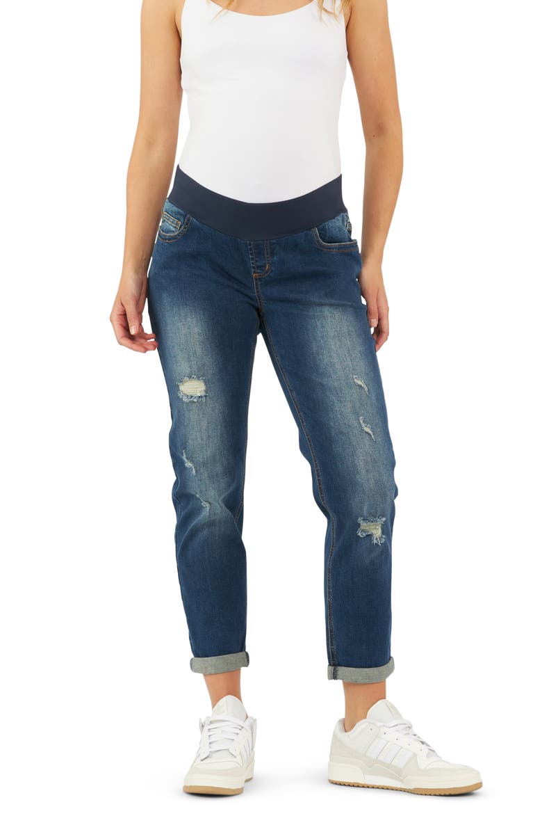 Ripe Maternity Baxter Boyfriend Jean, Main, color, Indigo Fade