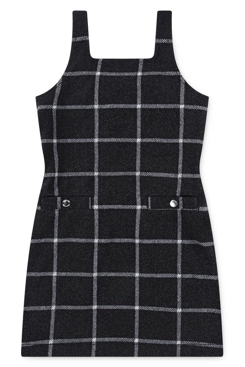 Kids' Grid Check Pinafore Dress, Main, color, ANTHRACITE