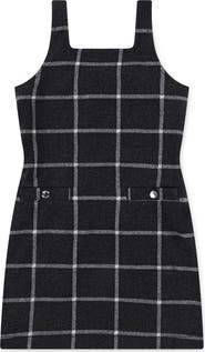 abercrombie kids Kids' Grid Check Pinafore Dress