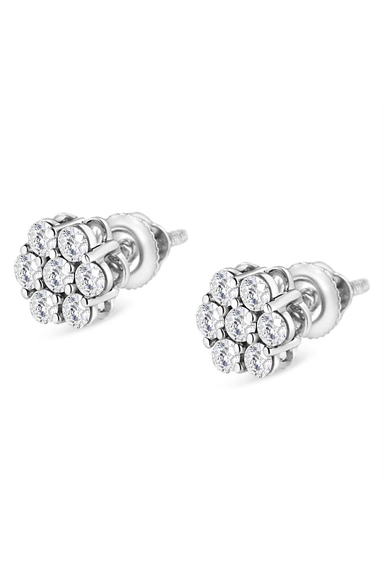 Haus of Brilliance 14K White Gold 1/2 Ct RoundDiamond Floral Stud Earrings, Alternate, color, White