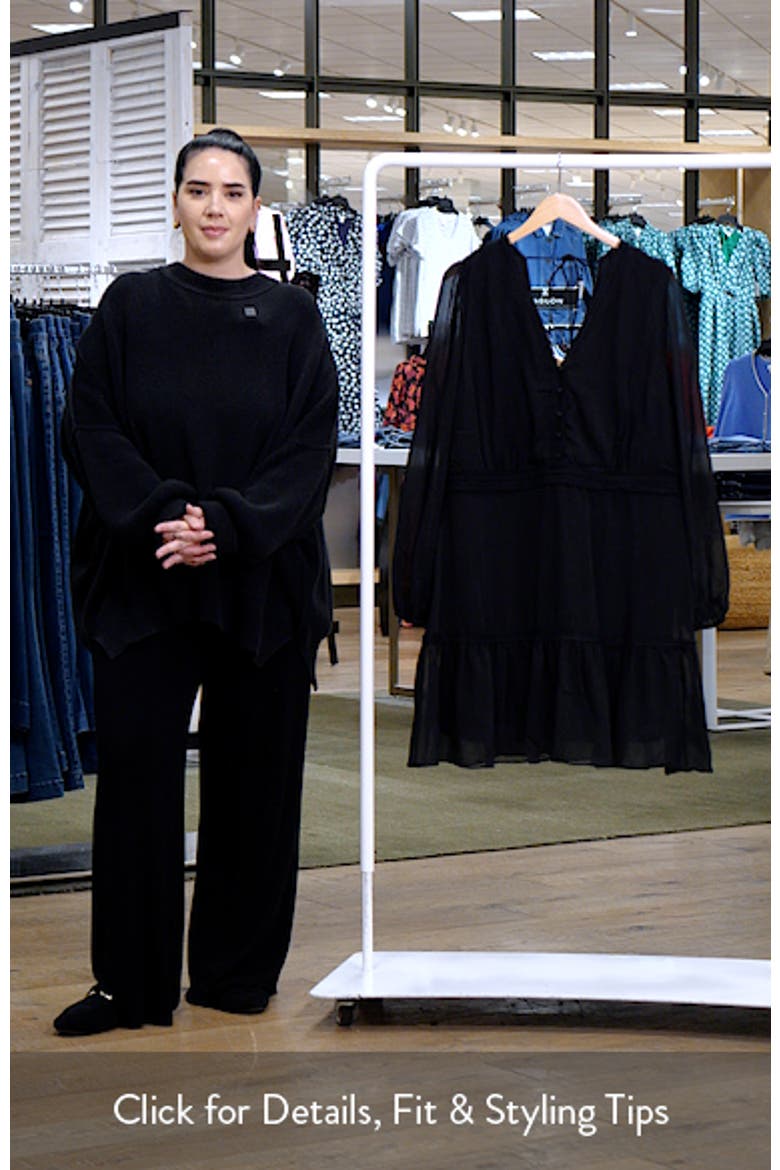 Navy Embroidered Sheer Balloon Sleeve Dress video