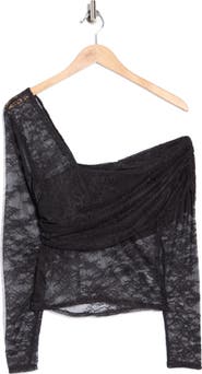 Steve Madden One Shoulder Lace Top