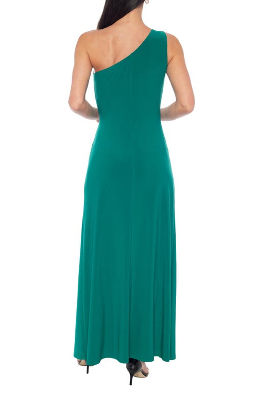 Shop Marina One-shoulder Front Twist A-line Gown In Kelly Green