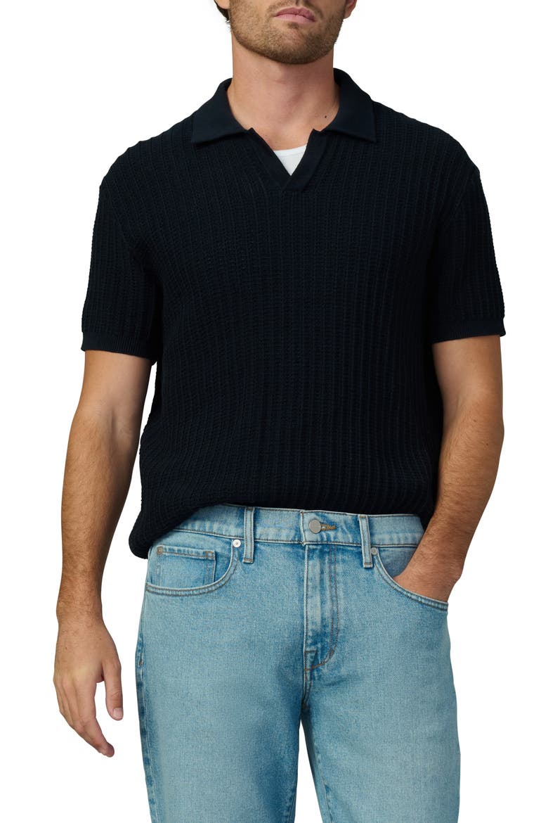 Textured Johnny Collar Polo, Main, color, TRUE NAVY