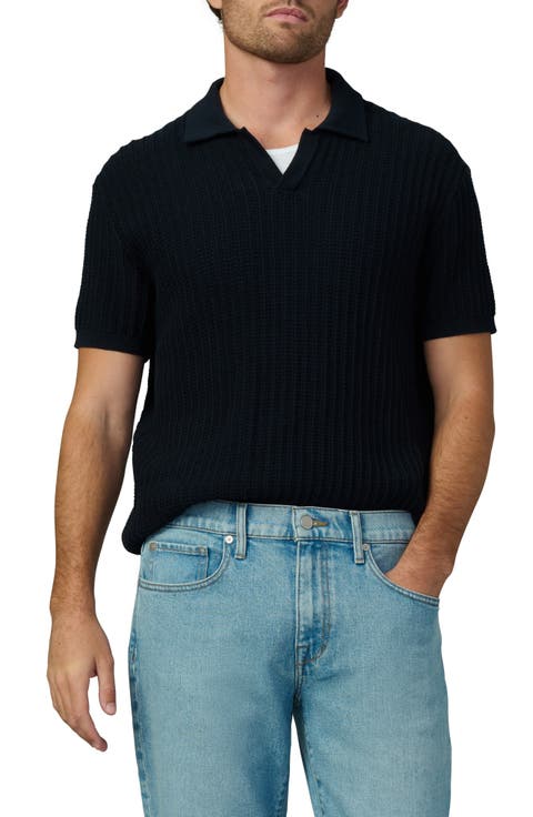 Textured Johnny Collar Polo