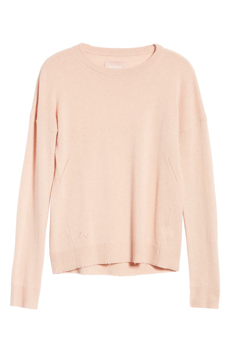 Zadig & Voltaire Cici Patch Sleeve Cashmere Sweater, Alternate, color, 