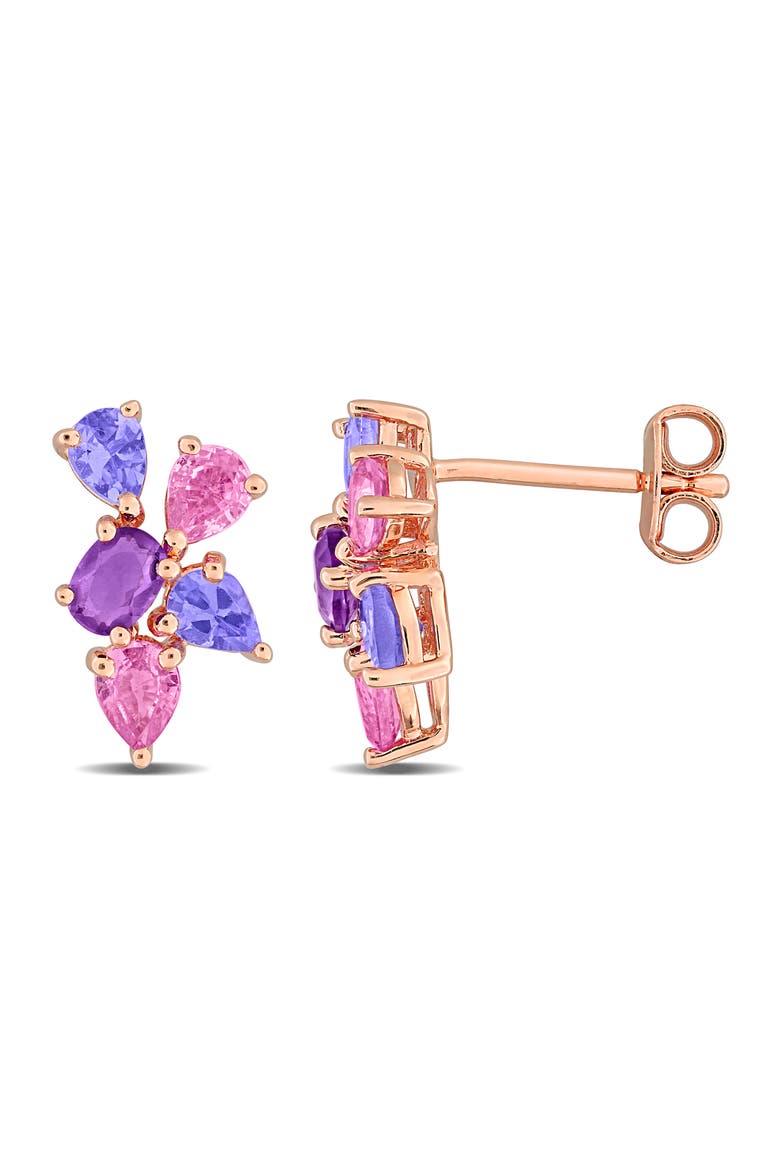 Semiprecious Stone Cluster Stud Earrings, Main, color, PURPLE