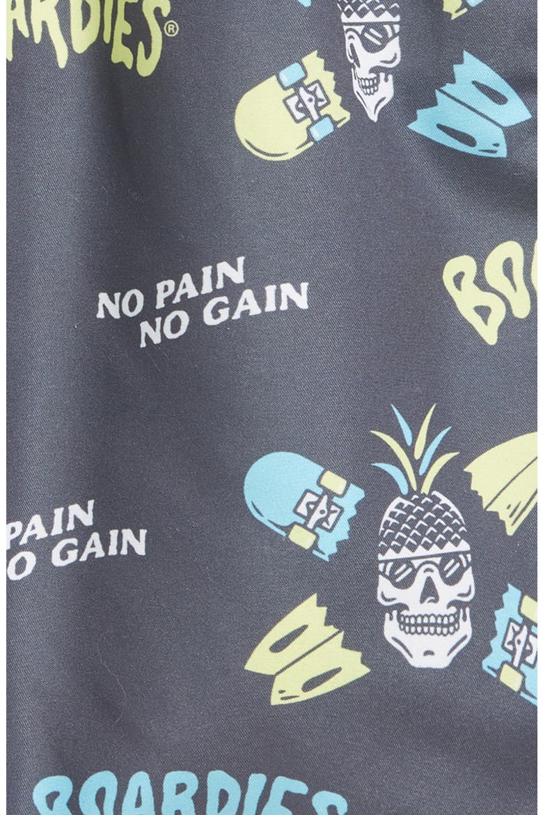 Kids' No Pain No Gain Swim Trunks, Alternate, color, BLACK