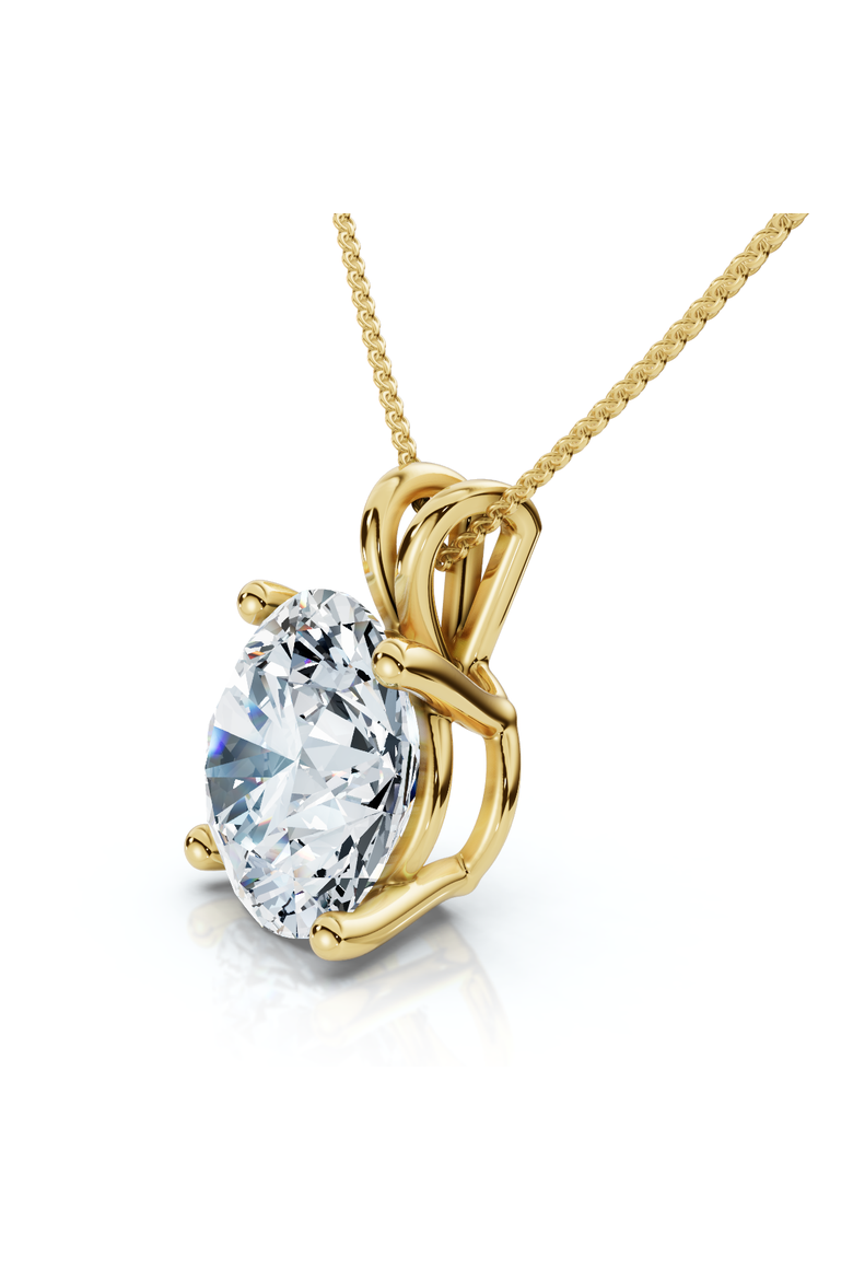 1Ct Solitaire Diamond Pendant 14k Gold Lab Grown 18" Necklace, Main, color, 14k Yellow Gold