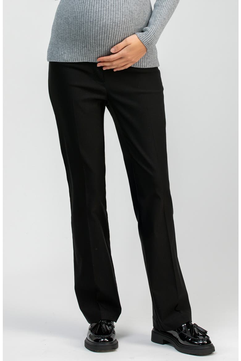 Prince Over the Bump Straight Leg Maternity Pants, Main, color, BLACK