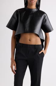 Balenciaga High-Low Leather T-Shirt