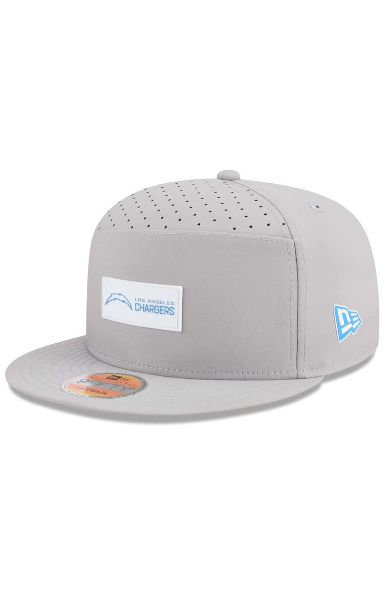 New Era Men's New Era Gray Los Angeles Chargers 2025 Sideline Split Panel 9FIFTY Snapback Hat, Main, color,